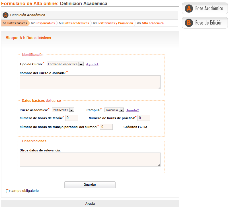 Alta online de cursos